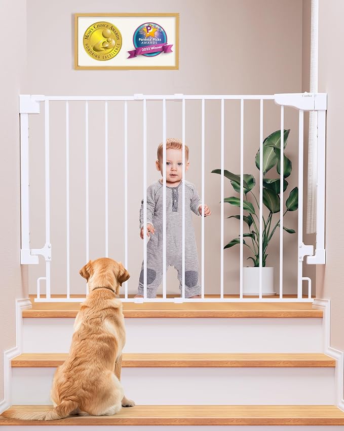 Cumbor 29.2–43" Baby Gate for Stairs, Wall-Mounted, Expandable No Bottom Bar by Cumbor