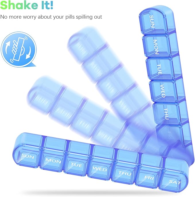 Extra Large Pill Organizer 2 Pack, XL Pill Box 7 Day, Weekly Pill Case - Image 4