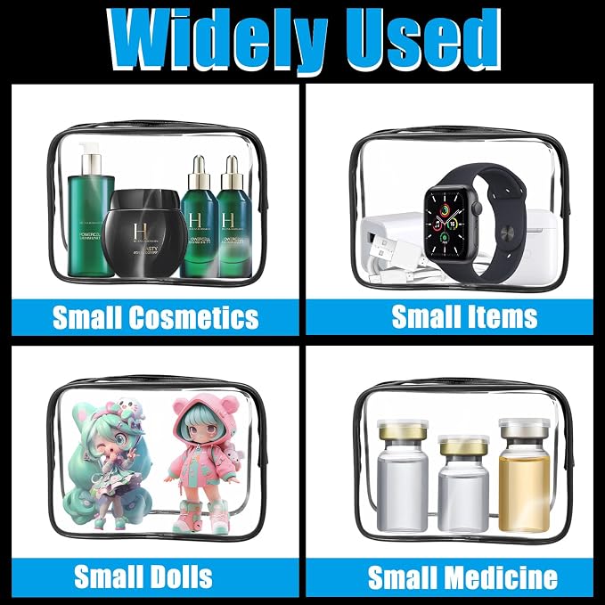 12 Pcs Clear Makeup Bag PVC Waterproof Zippered Clear Cosmetic Toiletry Makeup - Image 4