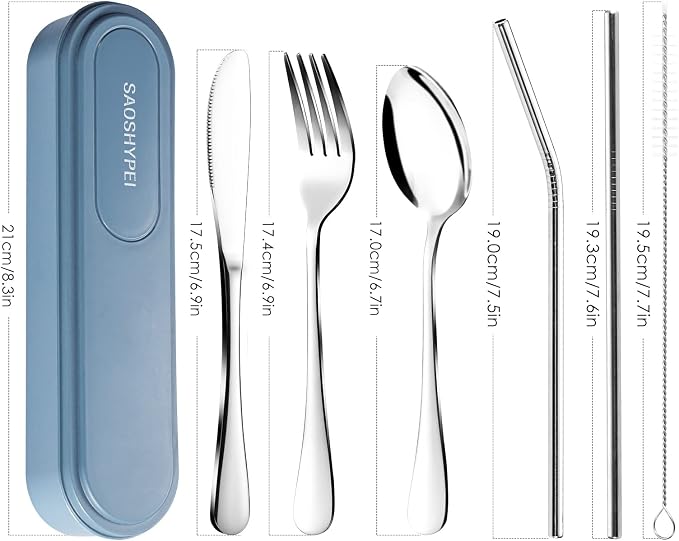 Portable Utensils Set with Case, Lunch Box Includ Fork Spoon Knife, Dishwasher - Image 2