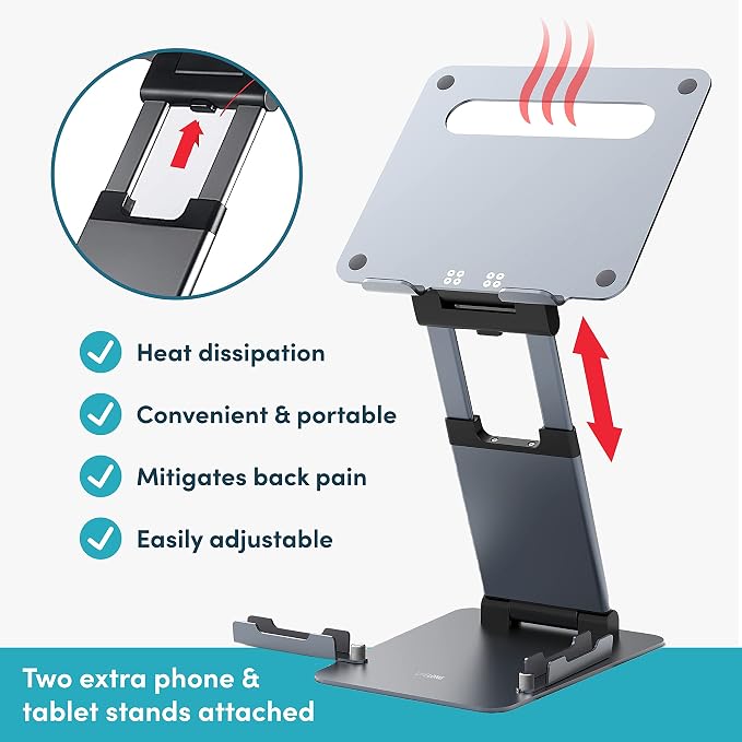 Ergonomic Laptop Stand for Desk, Adjustable Height up to 20", Laptop Riser - Image 4