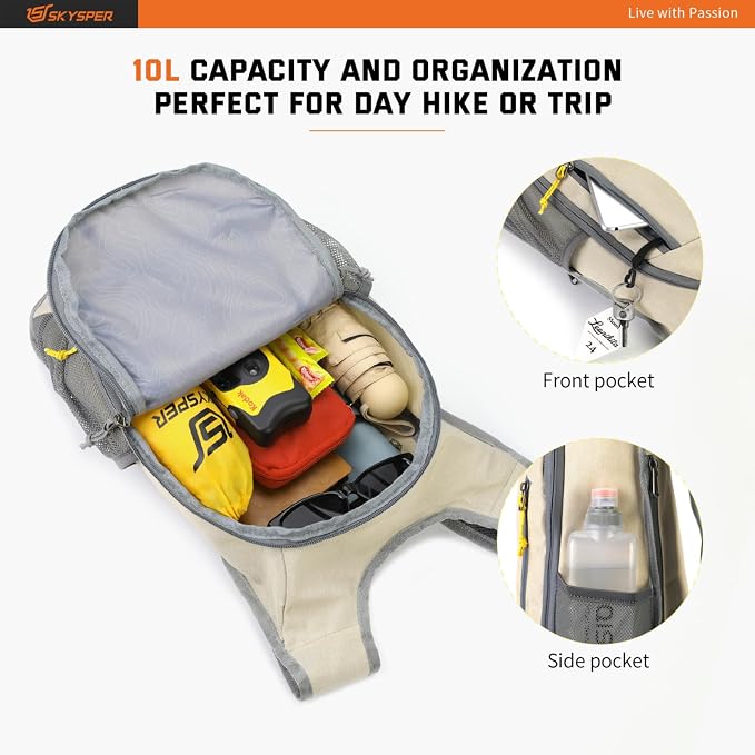 SKYSPER Small Daypack 10L Hiking Backpack Packable Lightweight Travel Day Pack - Image 3