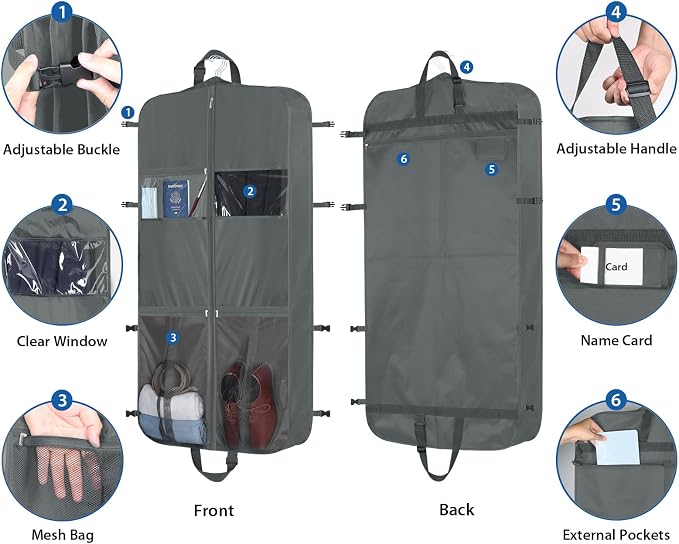 Zilink Upgraded Garment Bags for Travel Hanging Fur Coat Storage Bag Suit Bags - Image 3
