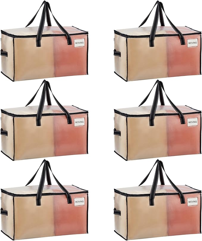 VENO 6 Pack Moving Bags, Comforter and Blanket Storage Bags by Veno