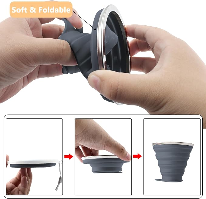 Litoexpe 4 Pack Silicone Collapsible Travel Cup Portable Folding Camping Cup - Image 3