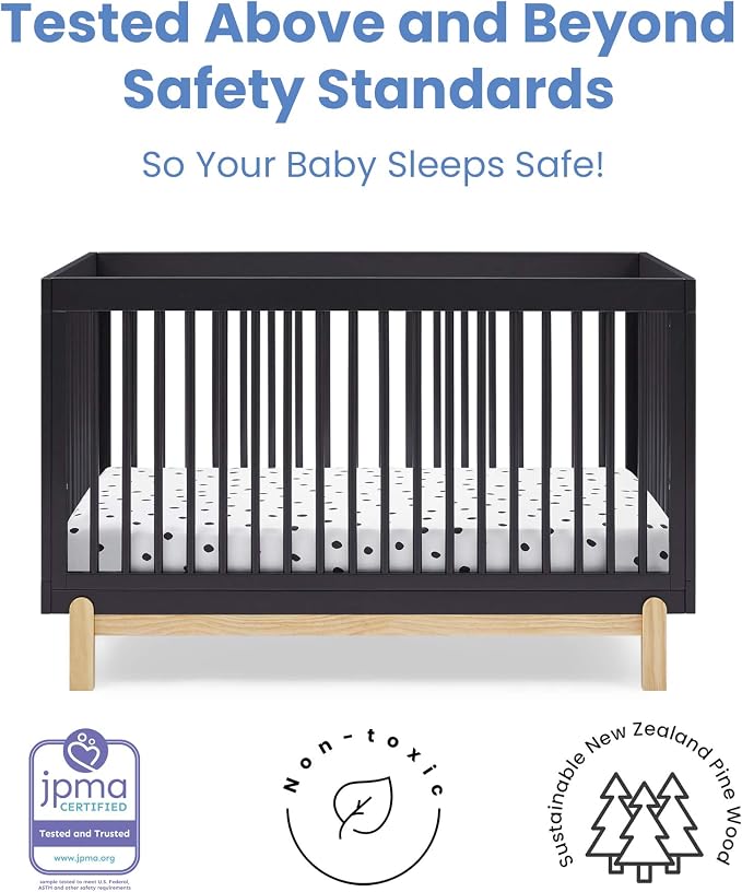 Delta Children Poppy 4-in-1 Convertible Crib, Midnight Grey/Natural - Image 4