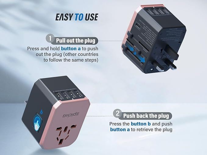 EPICKA Universal Travel Adapter, European Travel Plug Adapter - Image 4