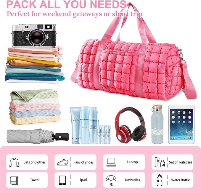 Quilted Travel Duffle Bag Gym Bag - Image 5