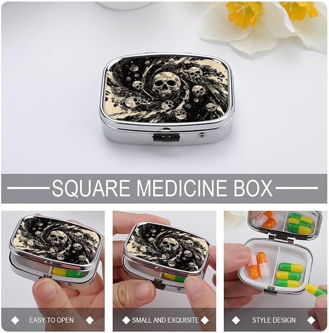 Metal 2 Compartment Pill Organizer Travel Friendly Portable Compact Pill Box - Image 4