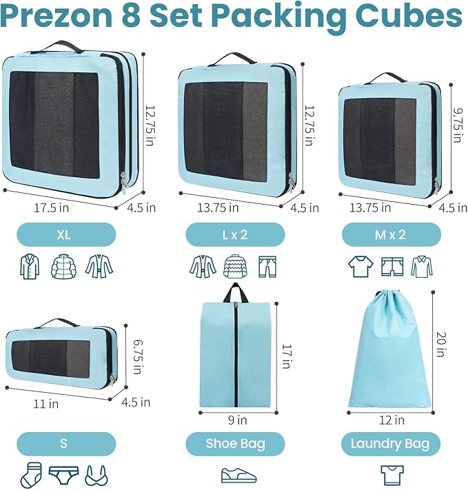8 Set/6 Set/4 Set Compression Packing Cubes - Image 3