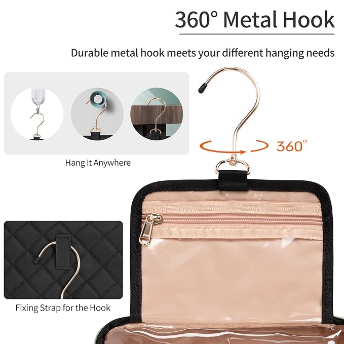 CUBETASTIC Hanging Travel Toiletry Bag, Makeup Bag - Image 2