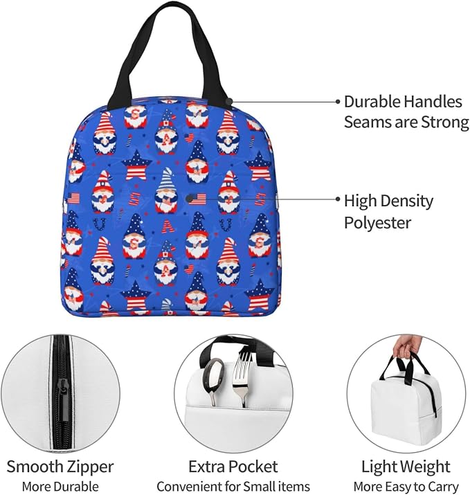 American Gnome Patriotic Lunch Box 4th of July Memorial Day Lunch Bag Insulated - Image 7