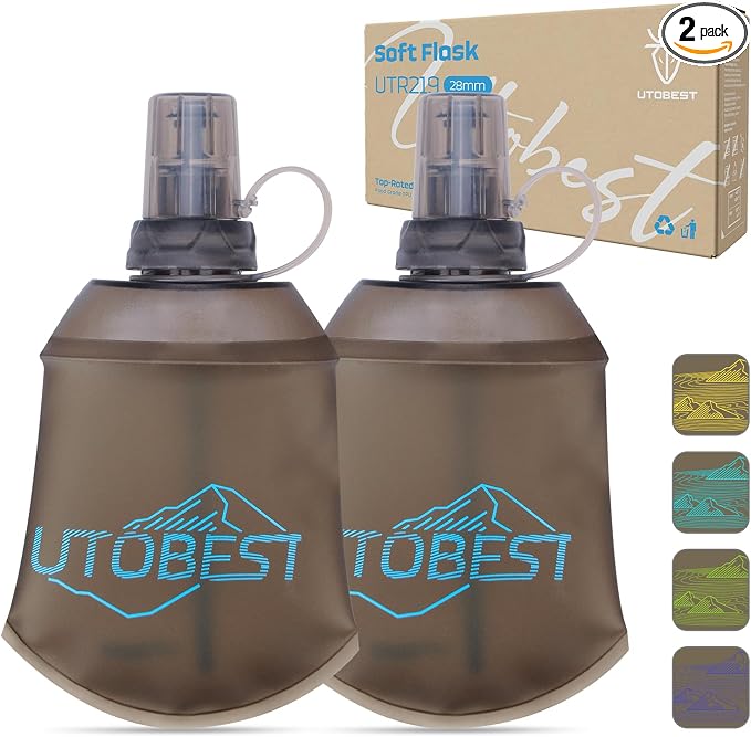 UTOBEST 150ml Soft Flask, 2 Pack Flexible TPU Hydration Water Bottle, by UTOBEST
