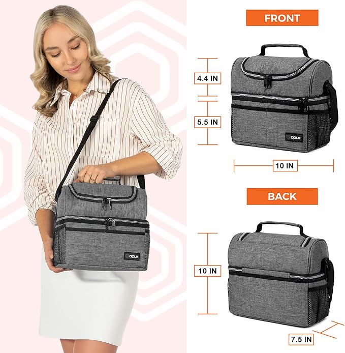 OPUX Lunch Box For Men Women, Insulated Large Lunch Bag Adult Work, Double - Image 3
