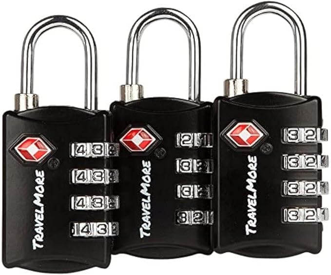 3 Pack TSA Luggage Locks with 4 Digit Combination – Heavy Duty Set Your Own by TravelMore