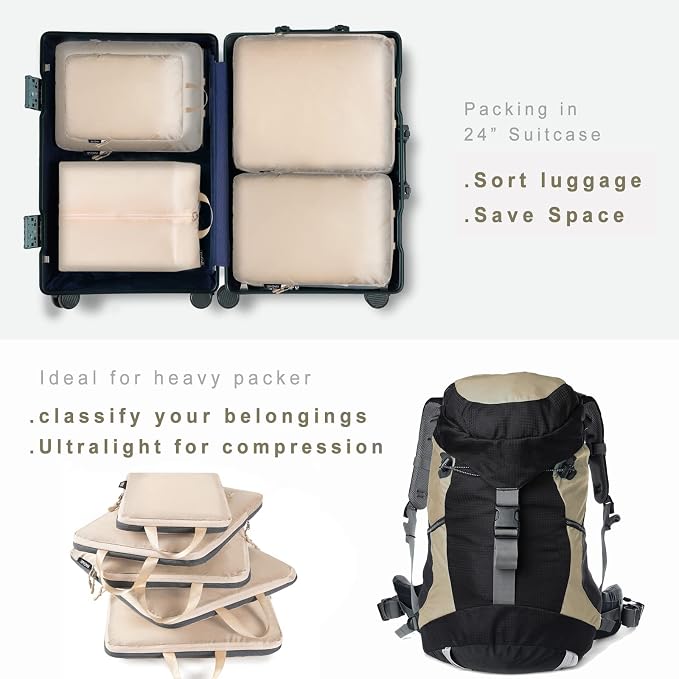 BAGAIL 6 Set Ultralight Compression Packing Cubes Packing Organizer - Image 6