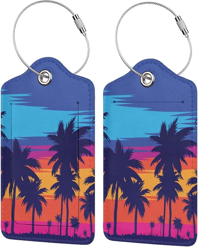 Coconut Trees at Sunset Luggage Tag by OUZPGAQ
