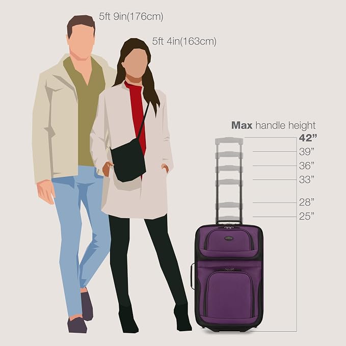 U.S. Traveler Lightweight Rolling 20" Carry On Luggage Softside Suitcase - Image 8