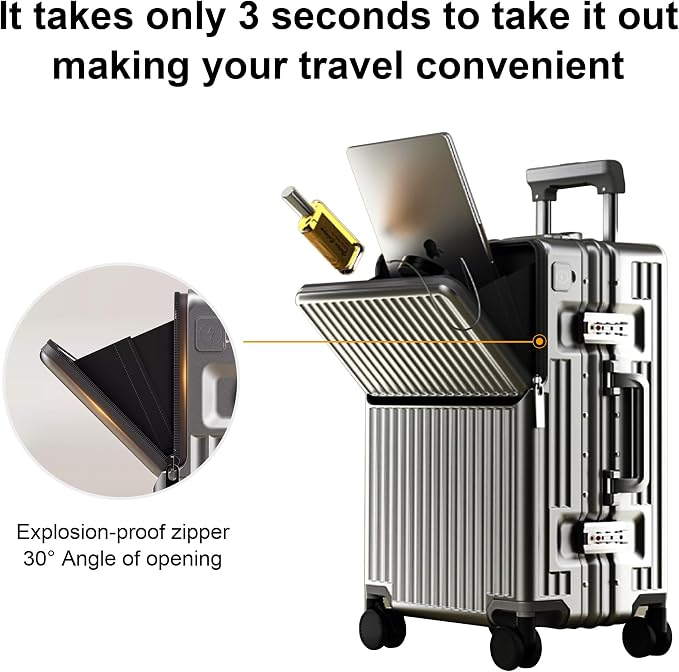2-Piece Hardshell Zipperless Luggage Set, 20/26" Aluminum Frame Hardshell - Image 7