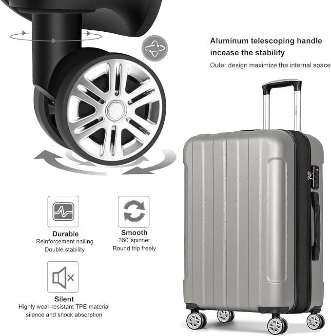FOCHIER F Luggage Sets, Expandable 3 piece Hard Shell Luggage Set - Image 6