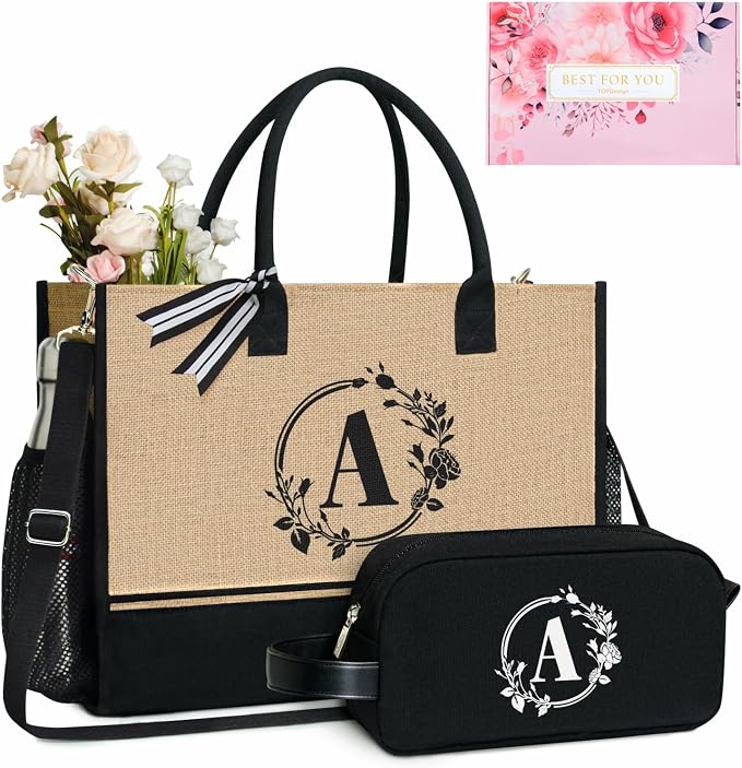 TOPDesign Personalized Initial Canvas Tote Bag, by TOPDesign