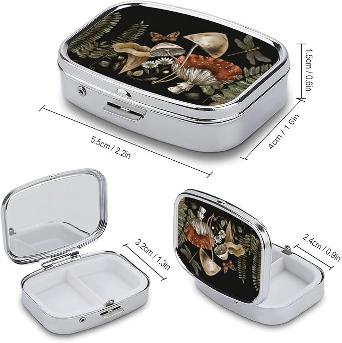 Metal 2 Compartment Pill Organizer Travel Friendly Portable Compact Pill Box - Image 3