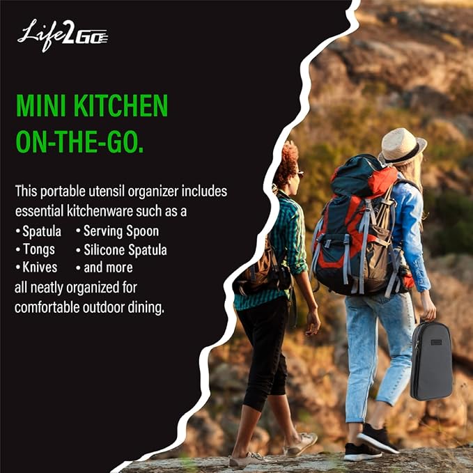Life2Go 12 Piece Camp Cooking Utensil Set & Outdoor Kitchen Gear Cookware Kit - Image 3