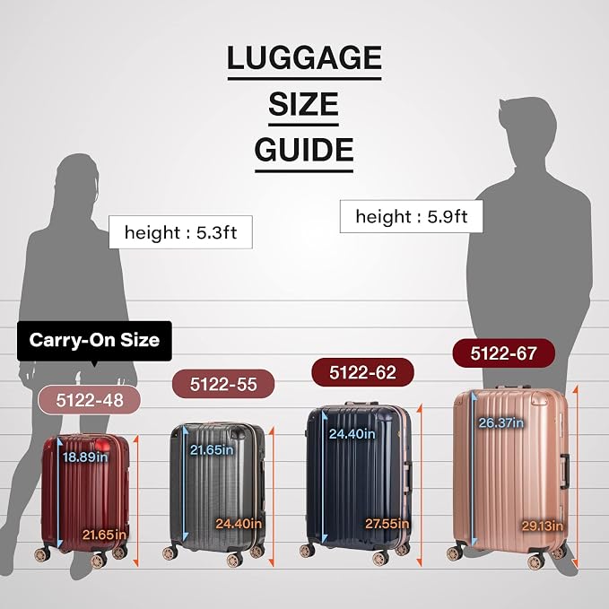 LEGEND WALKER Durable Aluminum Frame Hardside Luggage, 5122-62-GR - Image 6