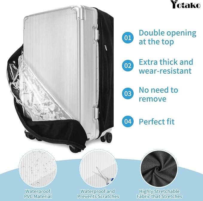Yotako Upgraded Zippered Transparent PVC Suitcase Cover, No Disassembly - Image 2