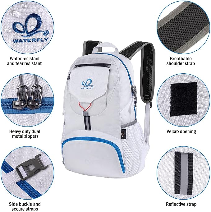 WATERFLY Small Lightweight Packable Backpack: 20l Ultra Light Foldable Travel - Image 4