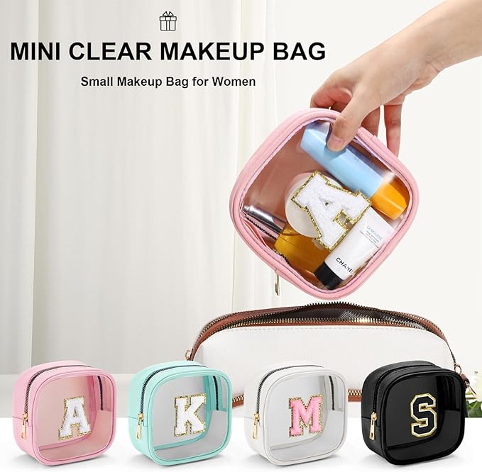 YOOLIFE Initial Make Up Bag Travel Toiletry Bag, Small Makeup Bag Clear Makeup - Image 7