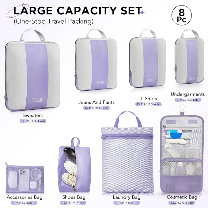 8 Set Compression Packing Cubes - Image 2