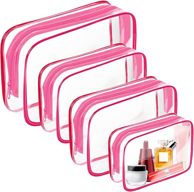 AURUZA 4 Pack Clear Toiletry Bag, Portable Travel Makeup Pouch by AURUZA