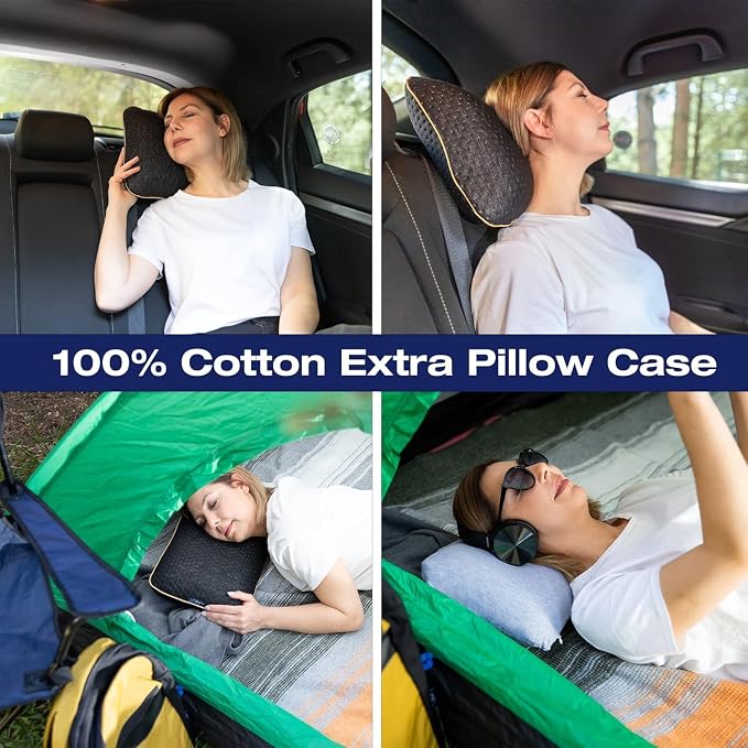 Travel & Camping Comfortable Memory Foam Pillow – Easy to Carry Portable Bag – - Image 2
