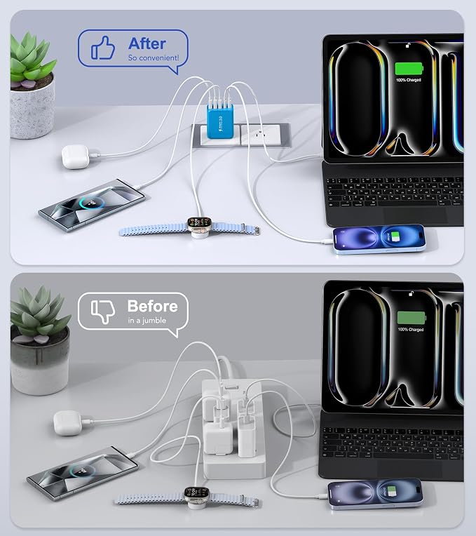 2-Pack USB C Wall Charger Block, 50W 5-Port C Charger Fast Charging Block PD - Image 6