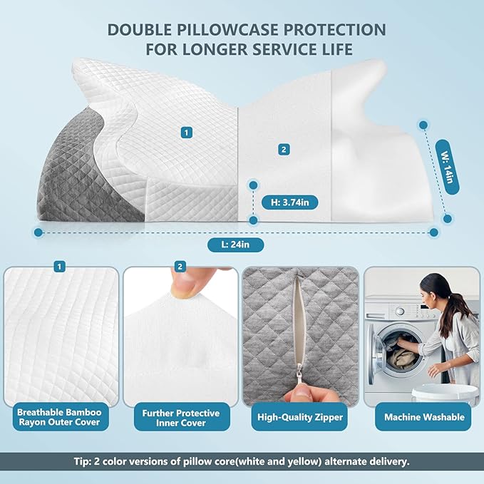 ZAMAT Adjustable Cervical Memory Foam Pillow, Odorless Neck Pillows - Image 6