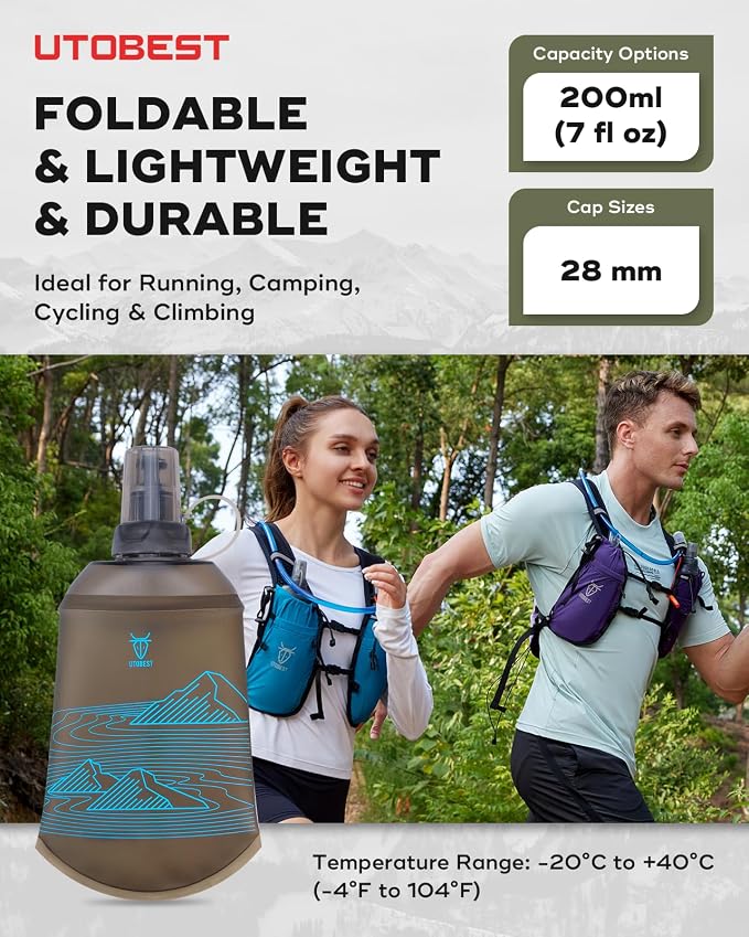 UTOBEST 200ml Soft Flask, 2 Pack Flexible TPU Hydration Water Bottle, - Image 7