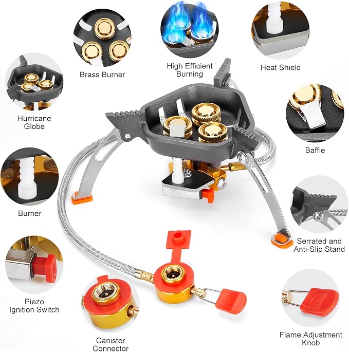 WADEO 7200W Windproof Camping Stove, Camping Gas Stove - Image 4