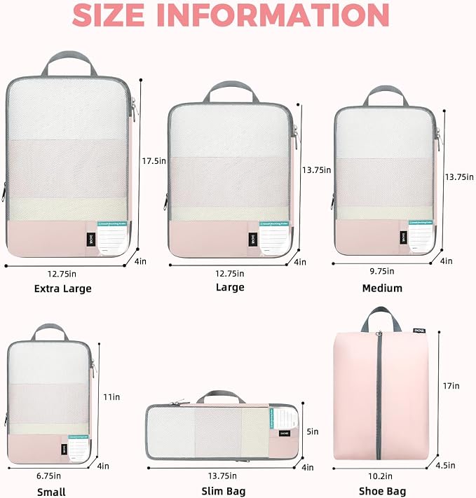 BAGAIL 6 Set/4 Set Lightweight Compression Packing Cubes - Image 4