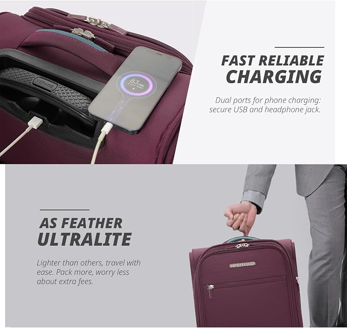 Verage Under Seat Luggage with Wheels, Softside Small Suitcase Spinner Carry On - Image 6