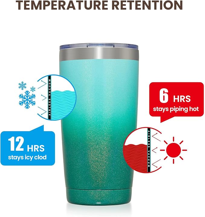 MEWAY 20oz Tumbler 12 Pack Double Wall Vacuum Insulated Travel Glitter Mug Bulk - Image 6