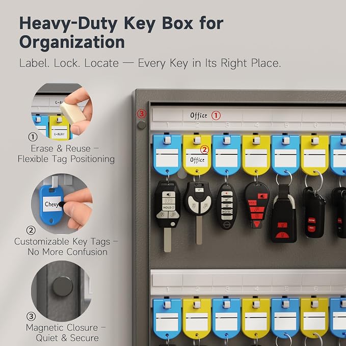 WeHere Key Lock Box Wall Mount, Key Cabinet Security Combination Lockbox - Image 3
