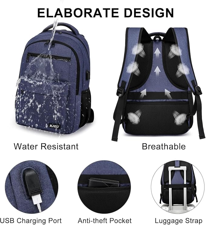 School Backpack for Teen Boys, 17.3 Inch Laptop, USB Charging Port, Anti-Theft - Image 4