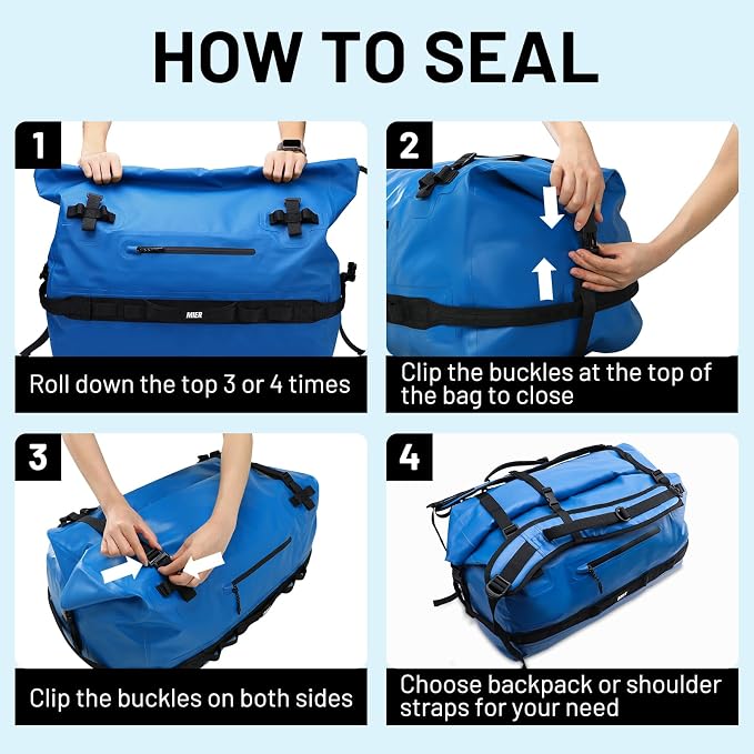 MIER Large Waterproof Duffel Bag Rolltop Dry Backpack Duffle Bags - Image 6