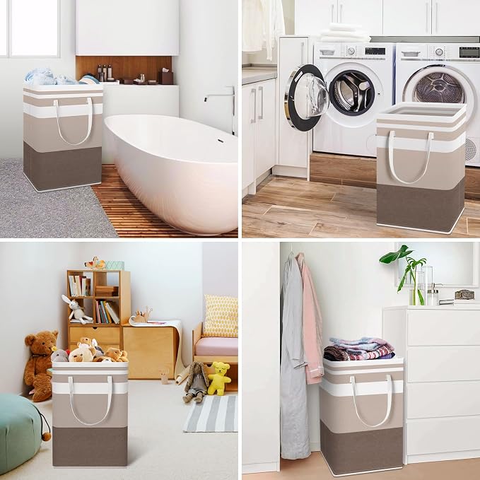 HomeHacks 2-Pack Large Laundry Basket, Waterproof, Freestanding Laundry Hamper - Image 6