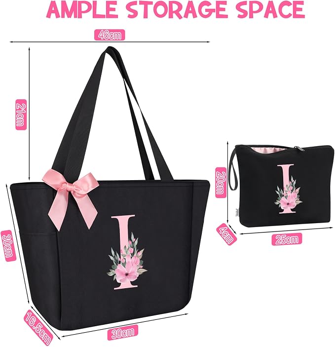 Vavabox Tote Bag, A-Z Initial Monogrammed Waterproof Tote Bag, Bridesmaid Gifts - Image 3