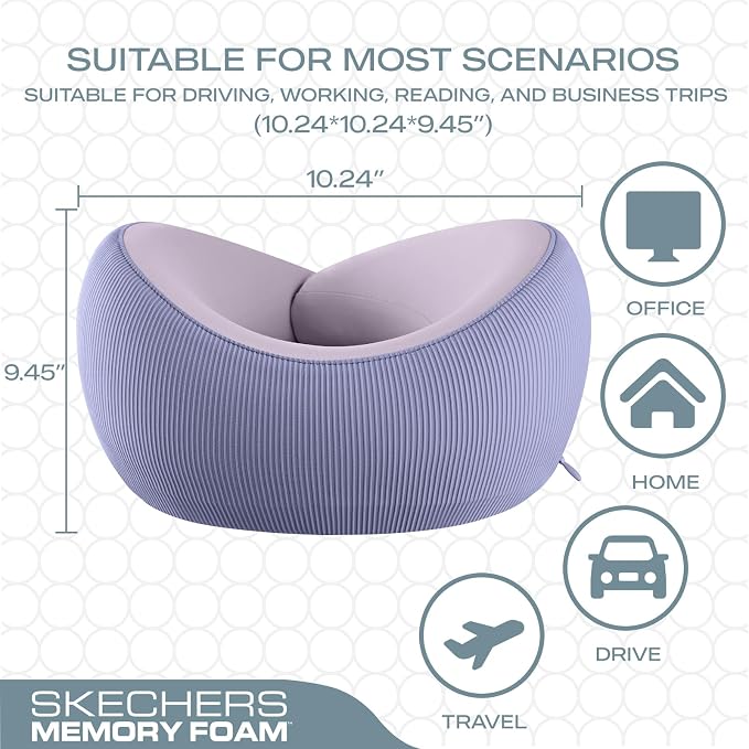 Skechers Women's Memory Foam Neck Pillow, Comfortable & Breathable Travel Pillow - Image 5