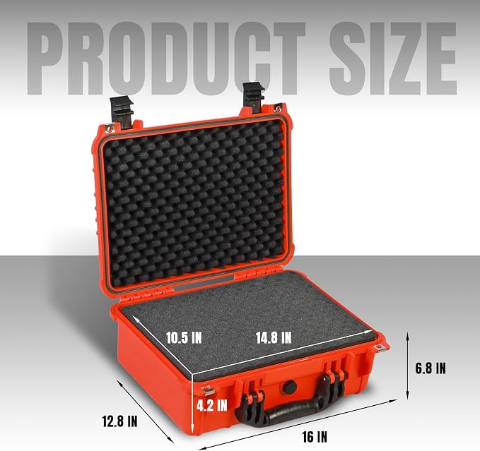16x 12.8x 6.8 Inch Hard Case, Portable Weather Waterproof Protective Camera Case - Image 2