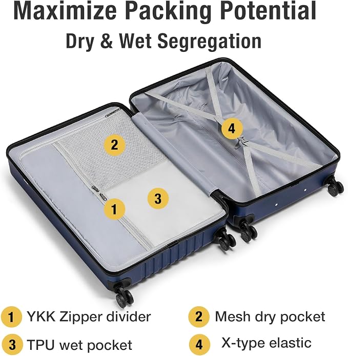 KYME 30-Inch Large Checked Luggage, 100% PC Hardside Suitcase - Image 3