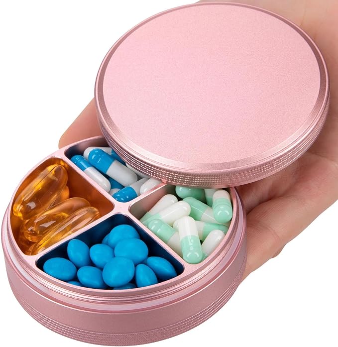Metal Pill Organizer 4 Compartments by SOBAHIDO